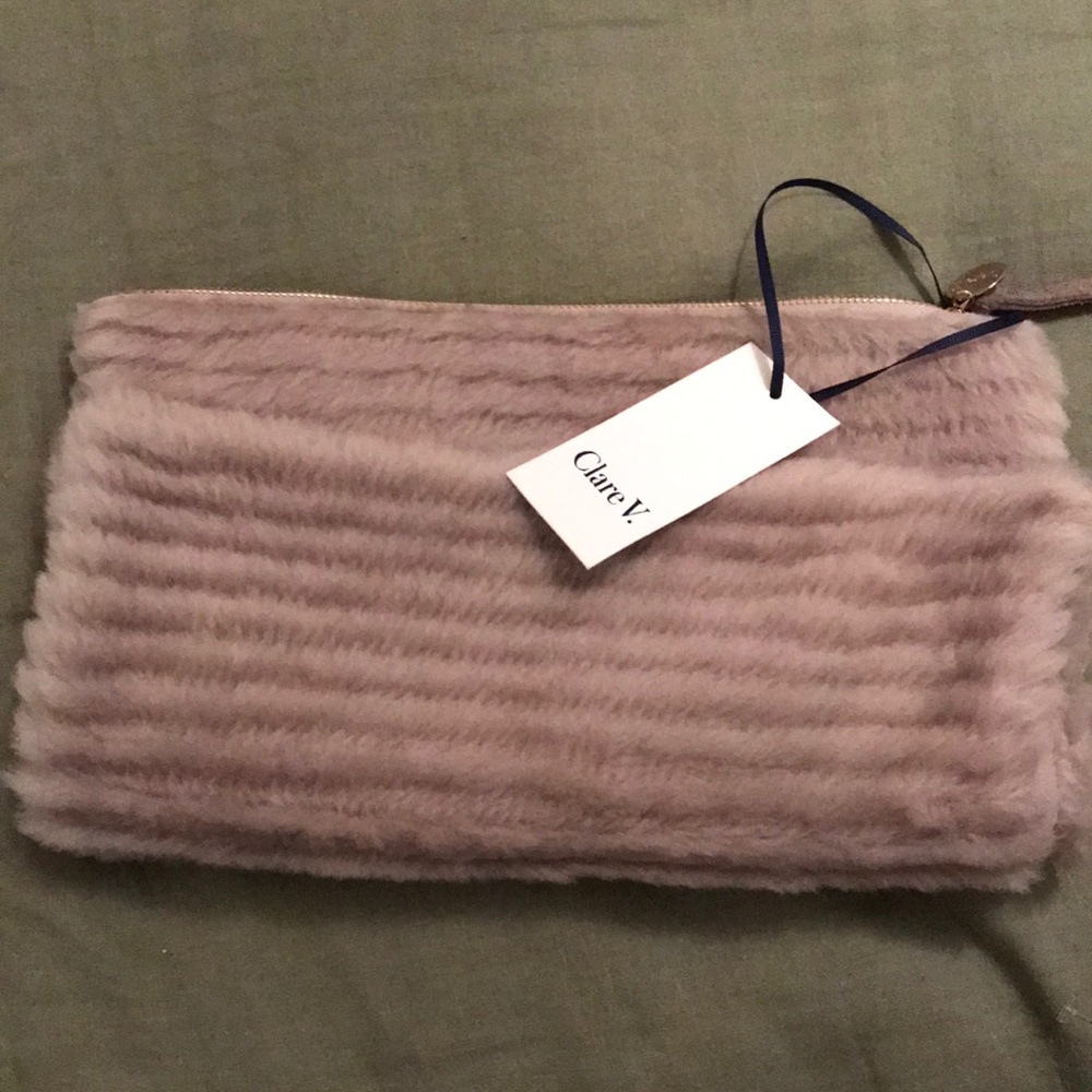 Clare V shearling foldover clutch